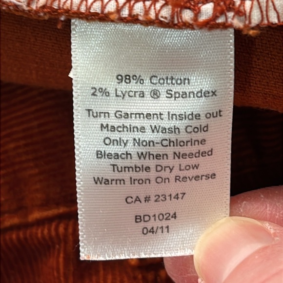 Talbots Rust Corduroy Signature Straight Leg Pants - Picture 6 of 7